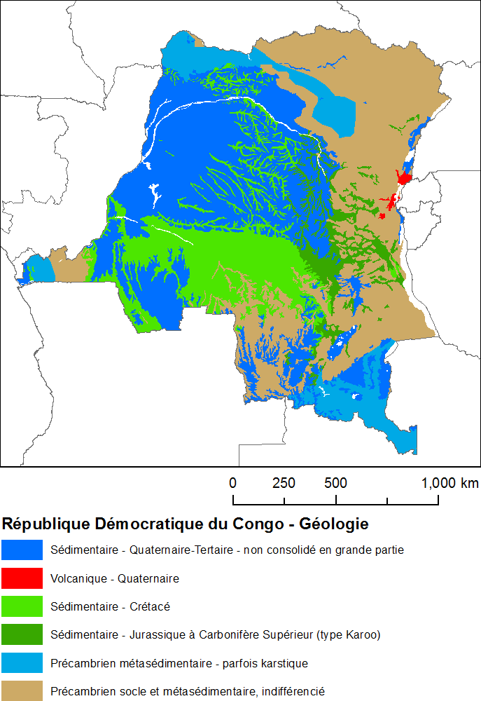 Carte géologique de la République Démocratique du Congo